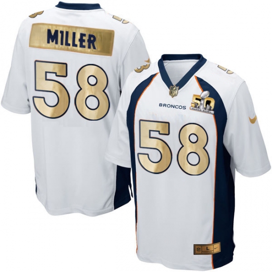 Men's Nike Denver Broncos 58 Von Miller Game White Super Bowl 50 Collection NFL Jersey