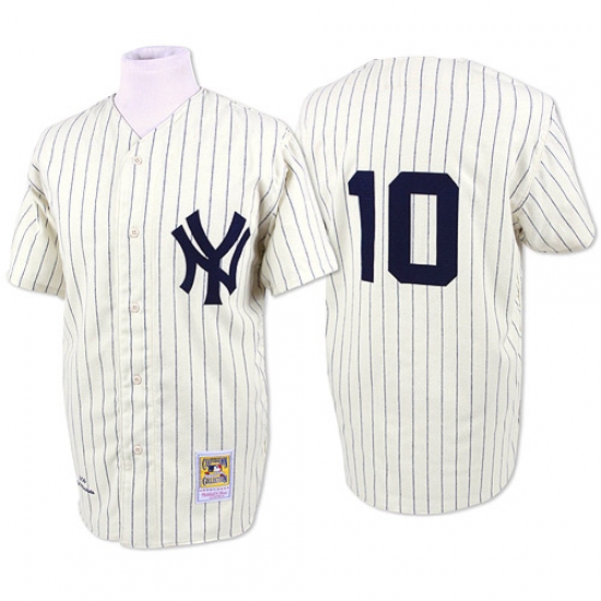 Men's Mitchell and Ness New York Yankees 10 Phil Rizzuto Authentic White Throwback MLB Jersey