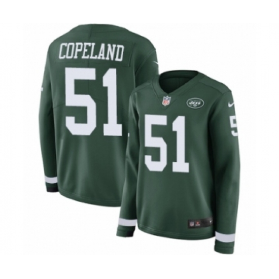 Women's Nike New York Jets 51 Brandon Copeland Limited Green Therma Long Sleeve NFL Jersey