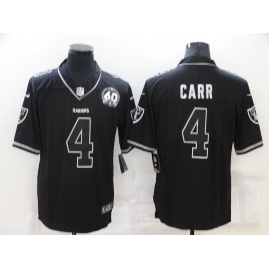 Men's Oakland Raiders 4 Derek Carr Black 60th Anniversary Vapor Untouchable Limited Jersey