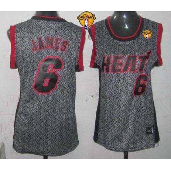 Women NBA Miami Heat 6 LeBron James Grey With Finals Patch Static Fashion Stitched NBA Jersey