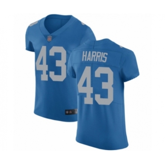 Men's Detroit Lions 43 Will Harris Blue Alternate Vapor Untouchable Elite Player Football Jersey