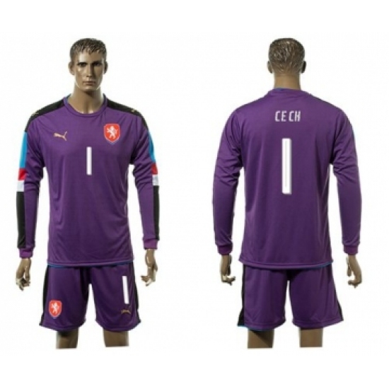 Czech 1 Cech Purple Goalkeeper Long Sleeves Soccer Country Jersey