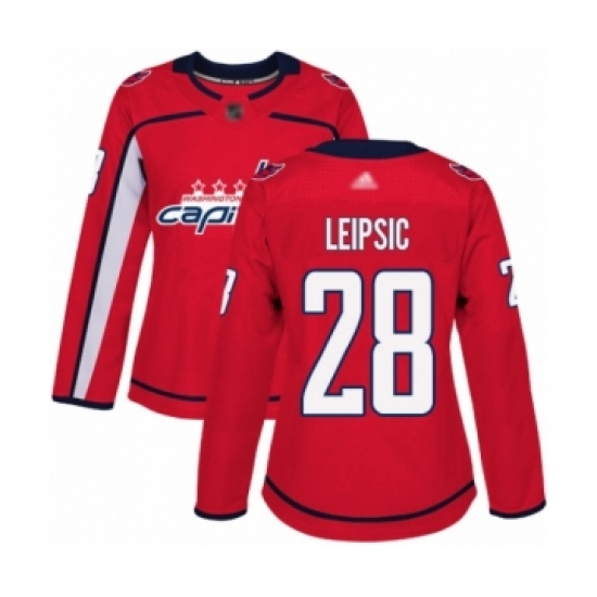 Women's Washington Capitals 28 Brendan Leipsic Authentic Red Home Hockey Jersey