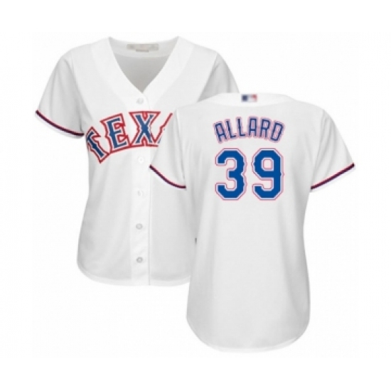 Women's Texas Rangers 39 Kolby Allard Authentic White Home Cool Base Baseball Player Jersey