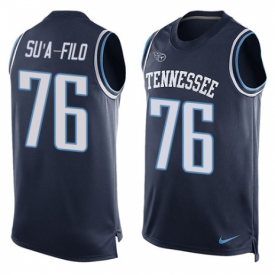 Men's Nike Tennessee Titans 76 Xavier Su'a-Filo Limited Navy Blue Player Name & Number Tank Top NFL Jersey