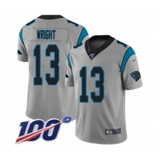 Men's Carolina Panthers 13 Jarius Wright Silver Inverted Legend Limited 100th Season Football Jersey