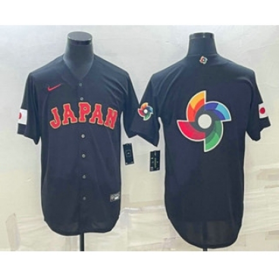 Men's Japan Baseball 2023 Black World Big Logo Classic Stitched Jersey