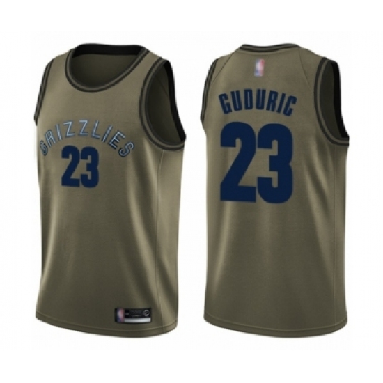 Men's Memphis Grizzlies 23 Marko Guduric Swingman Green Salute to Service Basketball Jersey