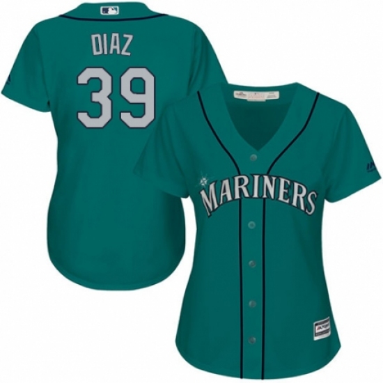 Women's Majestic Seattle Mariners 39 Edwin Diaz Replica Teal Green Alternate Cool Base MLB Jersey