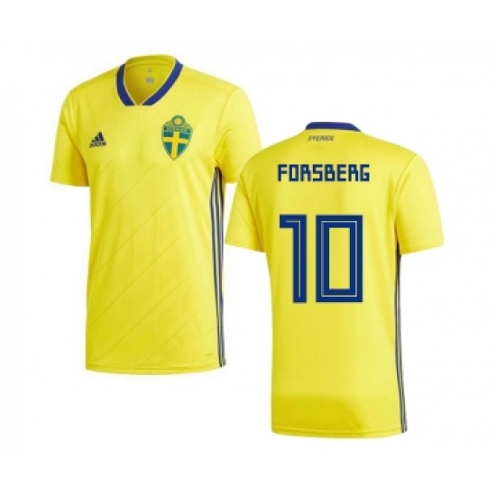 Sweden 10 Forsberg Home Kid Soccer Country Jersey