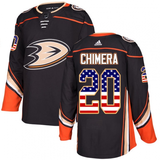 Men's Adidas Anaheim Ducks 20 Jason Chimera Authentic Black USA Flag Fashion NHL Jersey