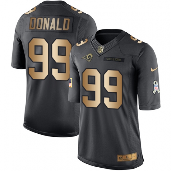 Men's Nike Los Angeles Rams 99 Aaron Donald Limited Black/Gold Salute to Service NFL Jersey