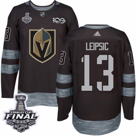 Men's Adidas Vegas Golden Knights 13 Brendan Leipsic Authentic Black 1917-2017 100th Anniversary 2018 Stanley Cup Final NHL Jersey