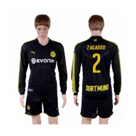 Dortmund 2 Zagadou Away Long Sleeves Soccer Club Jersey