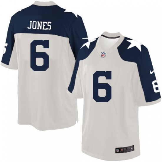 Men's Nike Dallas Cowboys 6 Chris Jones Limited White Throwback Alternate NFL Jersey