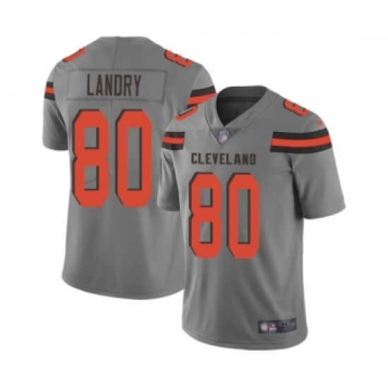 Men's Cleveland Browns 80 Jarvis Landry Limited Gray Inverted Legend Football Jersey