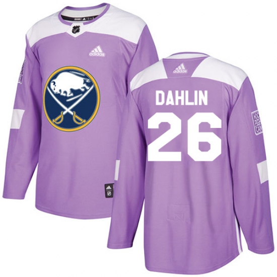 Men's Adidas Buffalo Sabres 26 Rasmus Dahlin Authentic Purple Fights Cancer Practice NHL Jersey