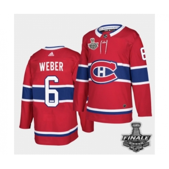 Men's Adidas Canadiens 6 Shea Weber Red Road Authentic 2021 Stanley Cup Jersey