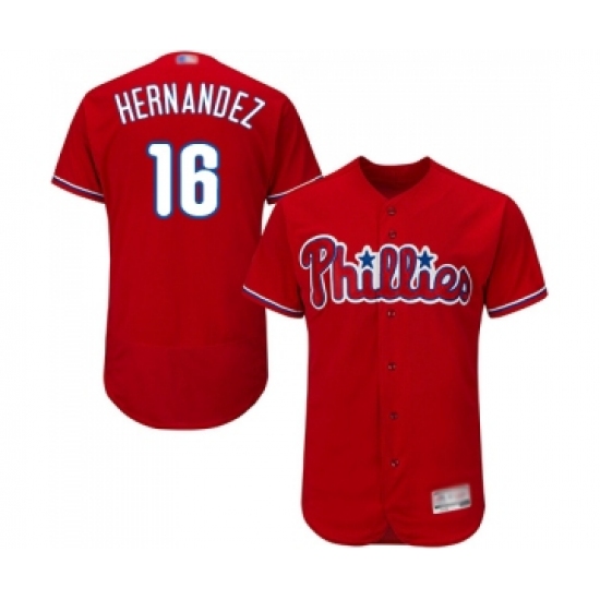 Men's Philadelphia Phillies 16 Cesar Hernandez Red Alternate Flex Base Authentic Collection Baseball Jersey