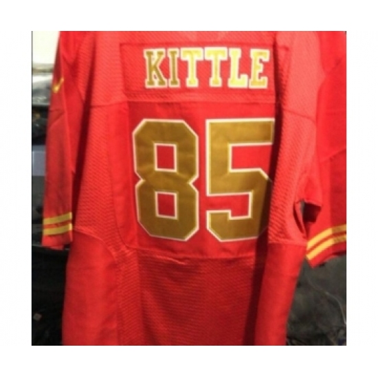 Men's San Francisco 49ers 85 George Kittle red gold Jersey
