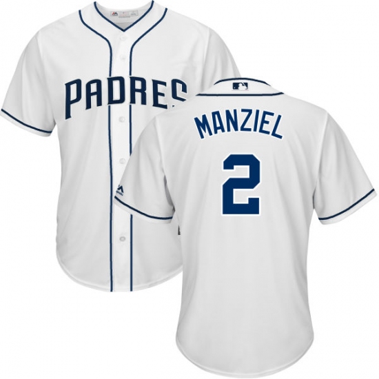Men's Majestic San Diego Padres 2 Johnny Manziel Replica White Home Cool Base MLB Jersey