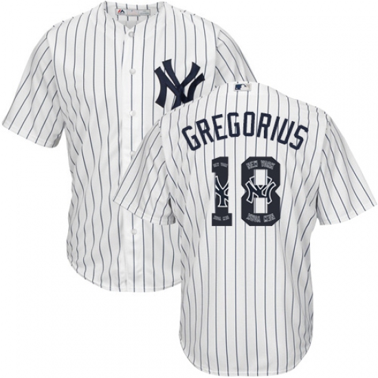 Men's Majestic New York Yankees 18 Didi Gregorius Authentic White Team Logo Fashion MLB Jersey