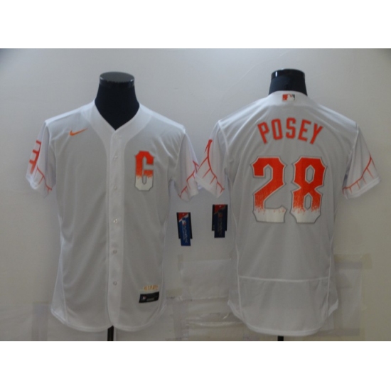 Men's San Francisco Giants 28 Buster Posey White 2021 City Connect Replica Player Jersey