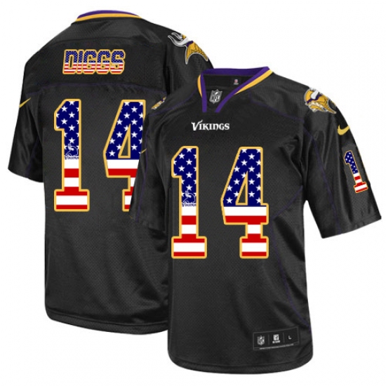 Men's Nike Minnesota Vikings 14 Stefon Diggs Elite Black USA Flag Fashion NFL Jersey