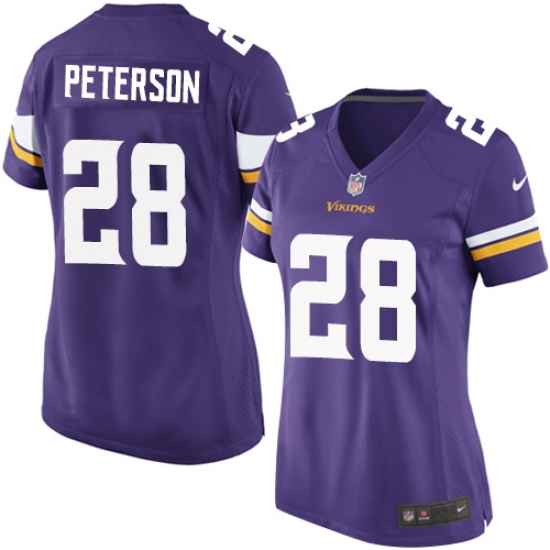 Women's Nike Minnesota Vikings 28 Adrian Peterson Game Purple Team Color NFL Jersey