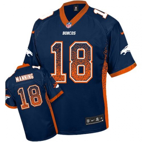 Youth Nike Denver Broncos 18 Peyton Manning Elite Navy Blue Drift Fashion NFL Jersey