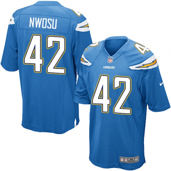 Men's Nike Los Angeles Chargers 42 Uchenna Nwosu Game Electric Blue Alternate NFL Jersey