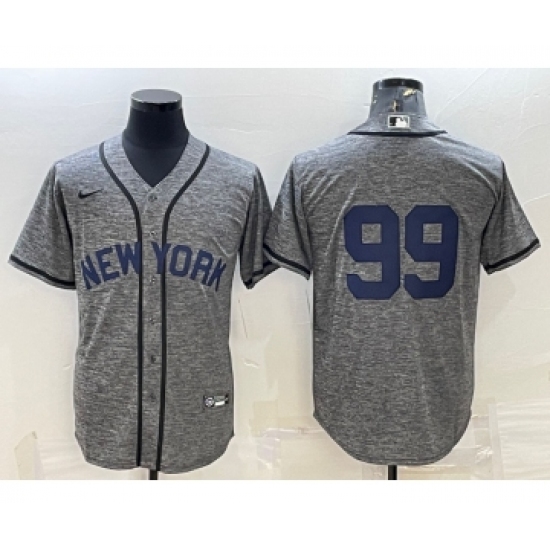 Men's New York Yankees 99 Aaron Judgey No Name Grey Gridiron Cool Base Stitched Jersey