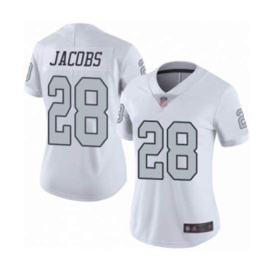 Women's Oakland Raiders 28 Josh Jacobs Limited White Rush Vapor Untouchable Football Jersey