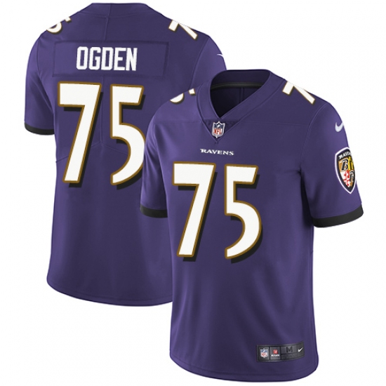 Men's Nike Baltimore Ravens 75 Jonathan Ogden Purple Team Color Vapor Untouchable Limited Player NFL Jersey