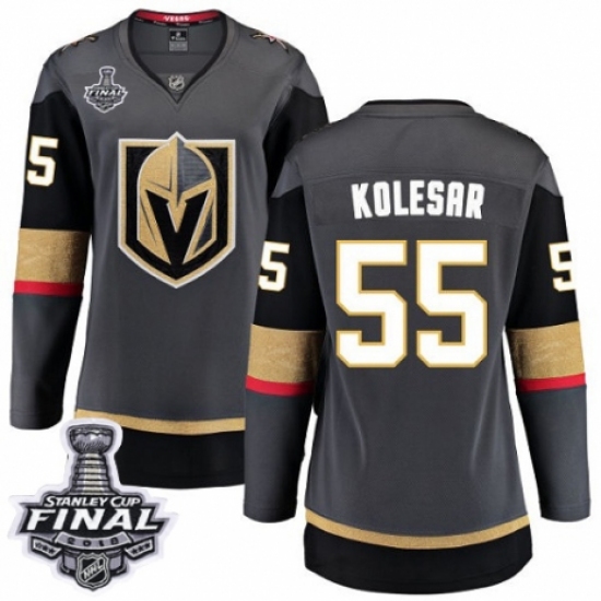 Women's Vegas Golden Knights 55 Keegan Kolesar Authentic Black Home Fanatics Branded Breakaway 2018 Stanley Cup Final NHL Jersey