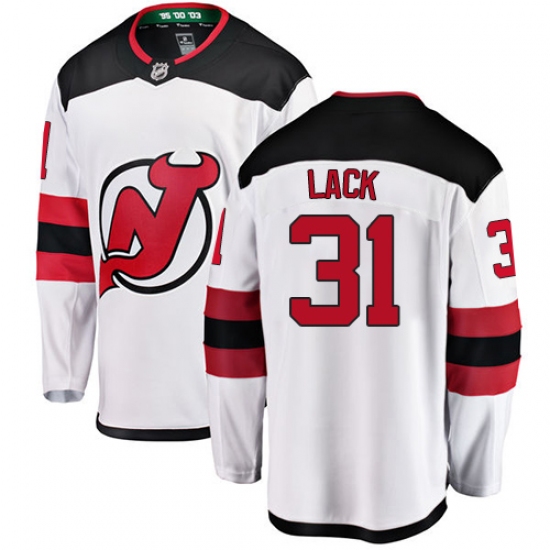Youth New Jersey Devils 31 Eddie Lack Fanatics Branded White Away Breakaway NHL Jersey