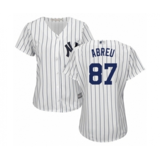 Women's New York Yankees 87 Albert Abreu Authentic White Home Baseball Player Jersey