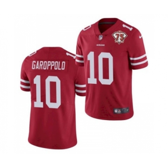 Men's San Francisco 49ers 10 Jimmy Garoppolo Red 2021 75th Anniversary Vapor Untouchable Limited Jersey