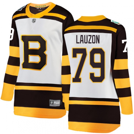 Women's Boston Bruins 79 Jeremy Lauzon White 2019 Winter Classic Fanatics Branded Breakaway NHL Jersey