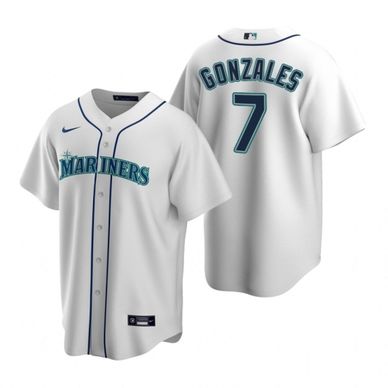 Men's Nike Seattle Mariners 7 Marco Gonzales White Home Stitched Baseball Jersey