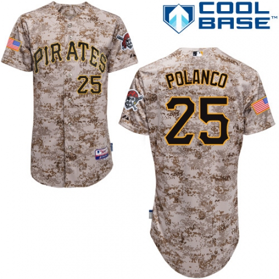 Men's Majestic Pittsburgh Pirates 25 Gregory Polanco Authentic Camo Alternate Cool Base MLB Jersey