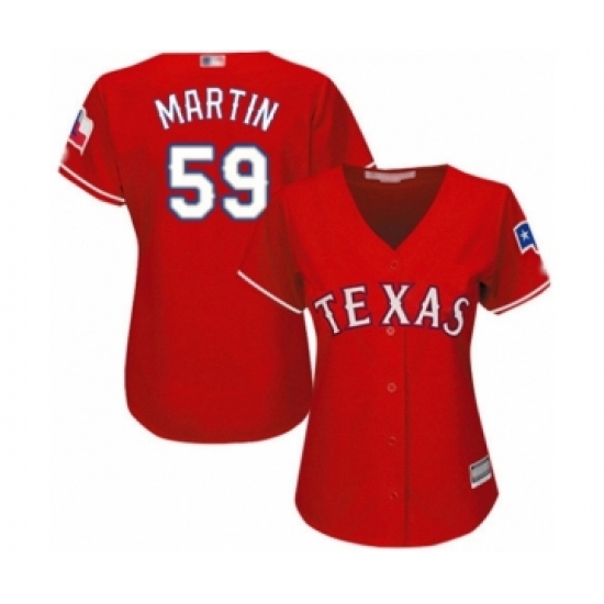 Women's Texas Rangers 59 Brett Martin Authentic Red Alternate Cool Base Baseball Player Jersey