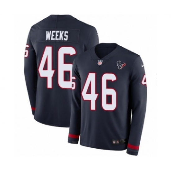 Youth Nike Houston Texans 46 Jon Weeks Limited Navy Blue Therma Long Sleeve NFL Jersey