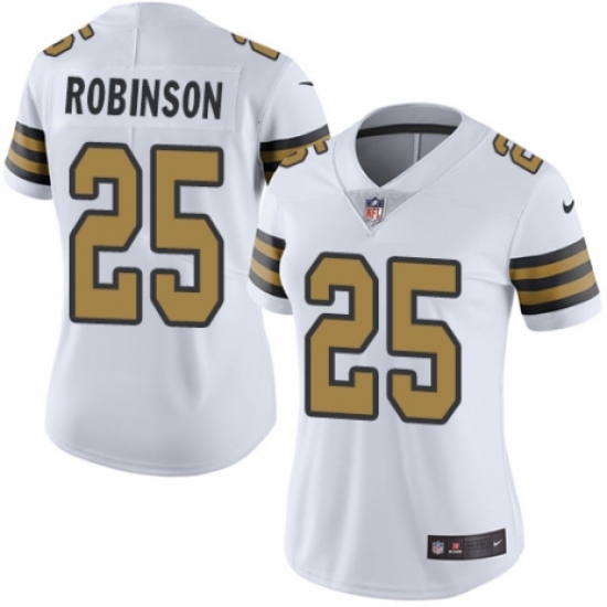 Women's Nike New Orleans Saints 25 Patrick Robinson Limited White Rush Vapor Untouchable NFL Jersey