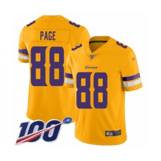 Men's Minnesota Vikings 88 Alan Page Limited Gold Inverted Legend 100th Season Football Jersey