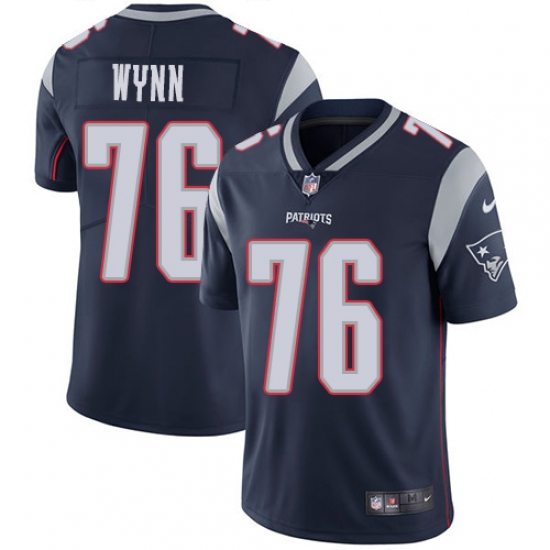 Men's Nike New England Patriots 76 Isaiah Wynn Navy Blue Team Color Vapor Untouchable Limited Player NFL Jersey