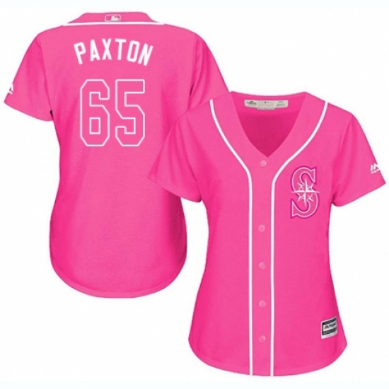 Women's Majestic Seattle Mariners 65 James Paxton Authentic Pink Fashion Cool Base MLB Jersey