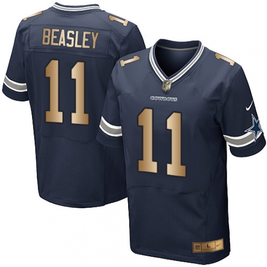 Men's Nike Dallas Cowboys 11 Cole Beasley Elite Navy/Gold Team Color NFL Jersey