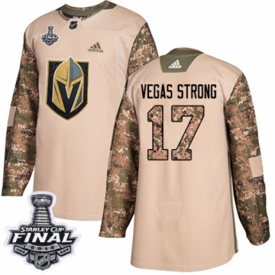 Men's Adidas Vegas Golden Knights 17 Vegas Strong Authentic Camo Veterans Day Practice 2018 Stanley Cup Final NHL Jersey